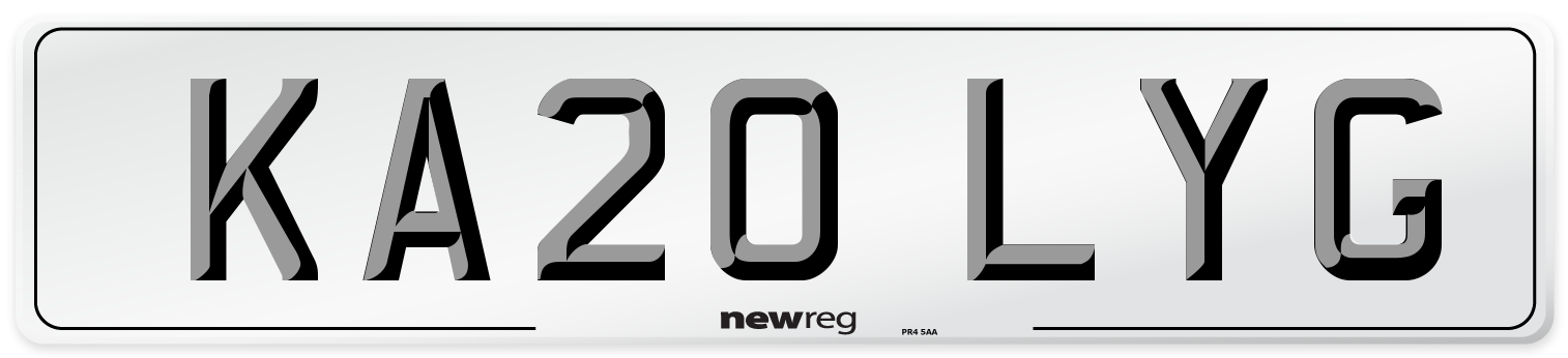KA20 LYG Number Plate from New Reg
